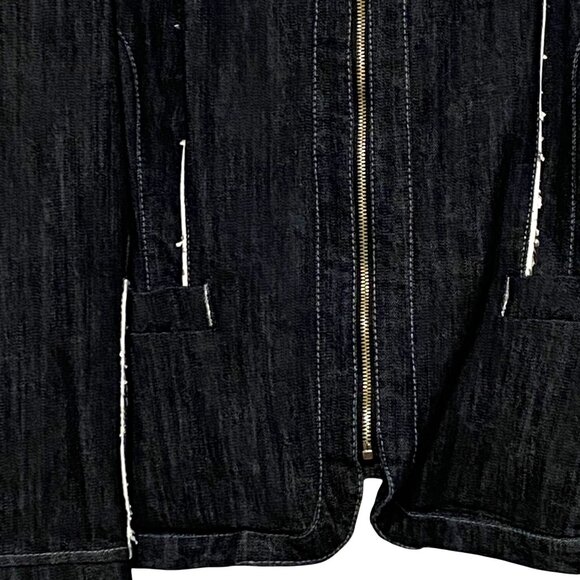 Ashley Stewart Jean Jacket 20W Blue Elevated Moto Style Front Zip Project Piece - Picture 3 of 7
